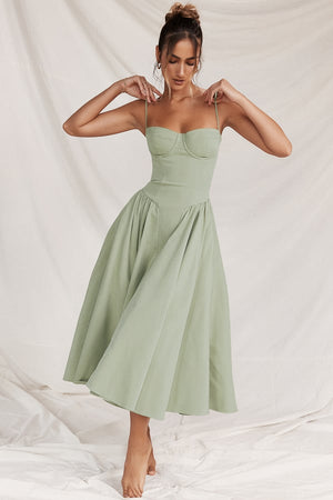 Damen Midi-Kleid mit Spaghettiträgern, plissiertem Rock und Taschen – Elegant-83506-01554579-39c1-4941-8788-a270f96c12de