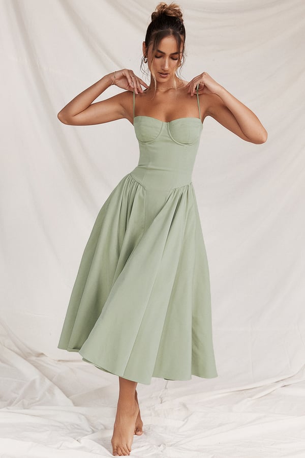 Damen Midi-Kleid mit Spaghettiträgern, plissiertem Rock und Taschen – Elegant-83506-01554579-39c1-4941-8788-a270f96c12de
