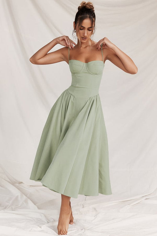 Damen Midi-Kleid mit Spaghettiträgern, plissiertem Rock und Taschen – Elegant-83506-01554579-39c1-4941-8788-a270f96c12de