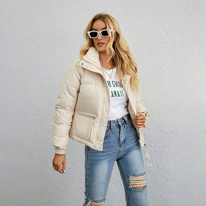 Damen Kurze Pufferjacke – Gesteppt, Wasserabweisend, Hoher Kragen, Polyester, Casual Chic-65207-05c43b1d-3080-4716-8d9c-bfce542fb012