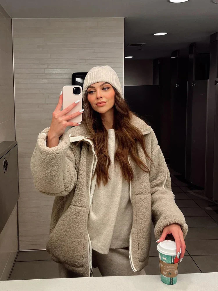 Comfy Teddy Coat - Mila-Light brown-S-The Livary