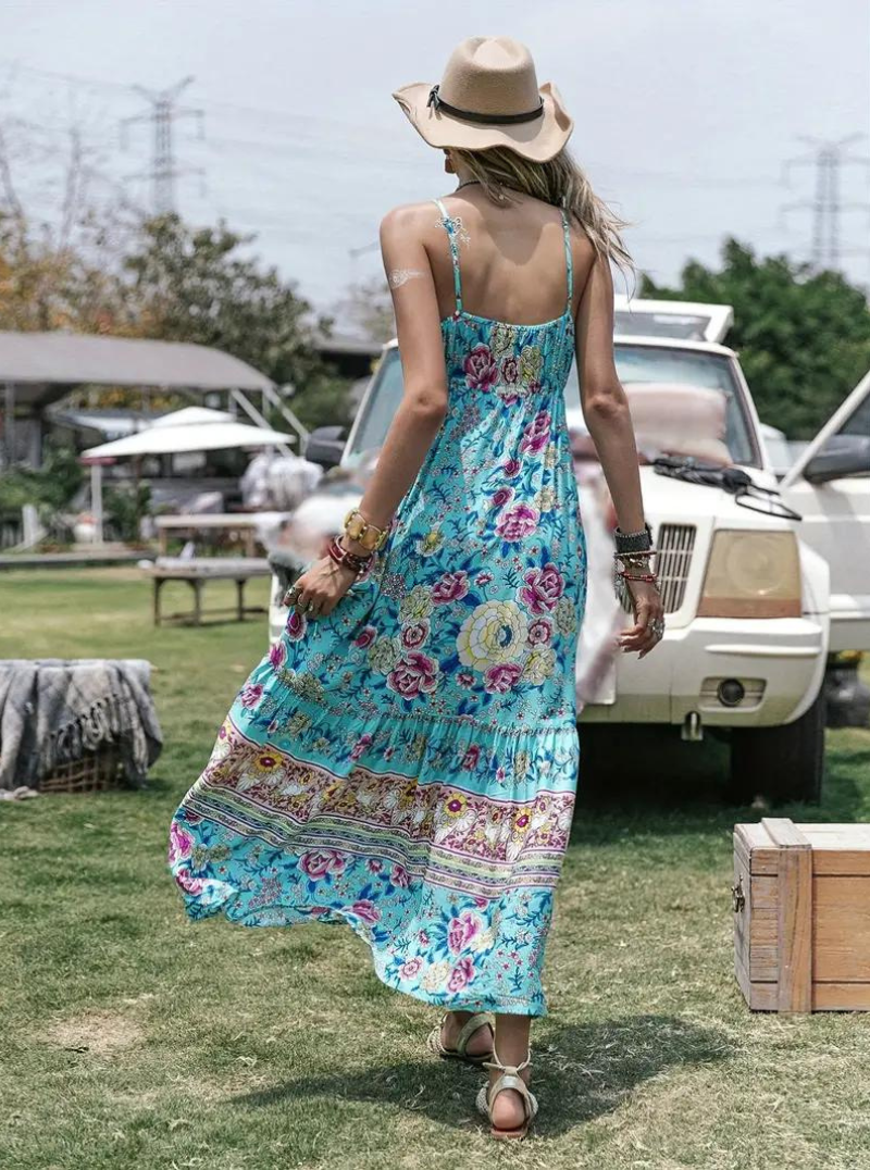 Boho Maxi Kleid mit Blumenmuster