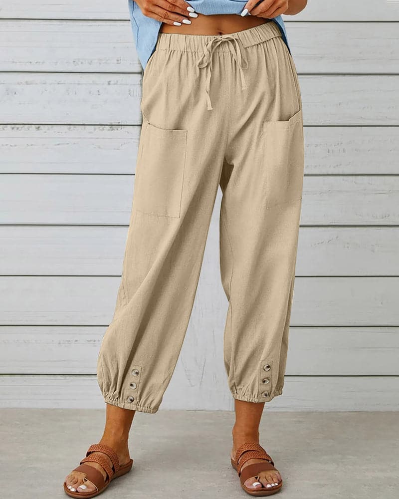 Kleidhaus Damen Hose – Kordelzug, Knopfdetails am Knöchel, Bequem & Lässig-83253-079cc2dc-e2ae-4616-8645-34b9535e7e2e