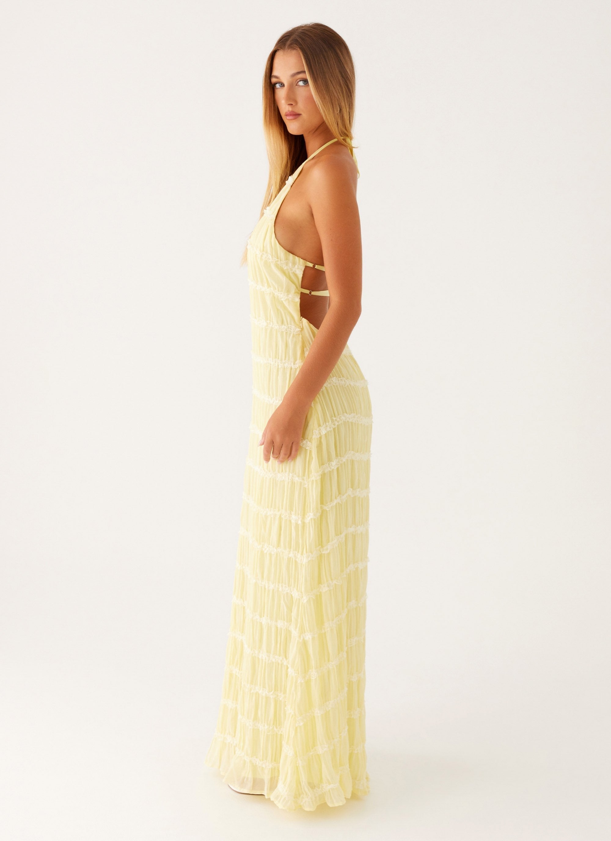 Damen Maxi-Kleid mit Halter-Ausschnitt und Texturstoff, elegant-83499-08307baa-3e24-4cb5-afc6-1d062edce20e
