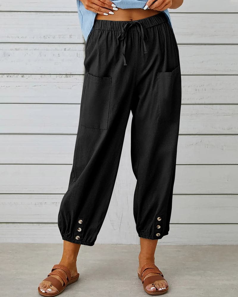 Kleidhaus Damen Hose – Kordelzug, Knopfdetails am Knöchel, Bequem & Lässig-83253-083d4bc4-d128-4d86-b075-8bcf9aa0b1da