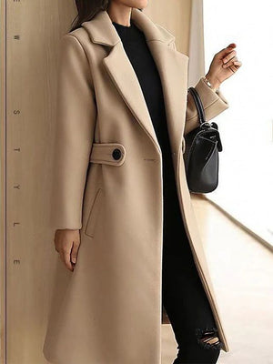 Damen Mantel – Klassisch, mit Gürtel, Knopfverschluss & Taschen-74310-0929785a-3058-4c0c-b347-211704a6e54e