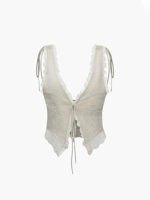 Zartes Top mit Spitze und Bindedetail