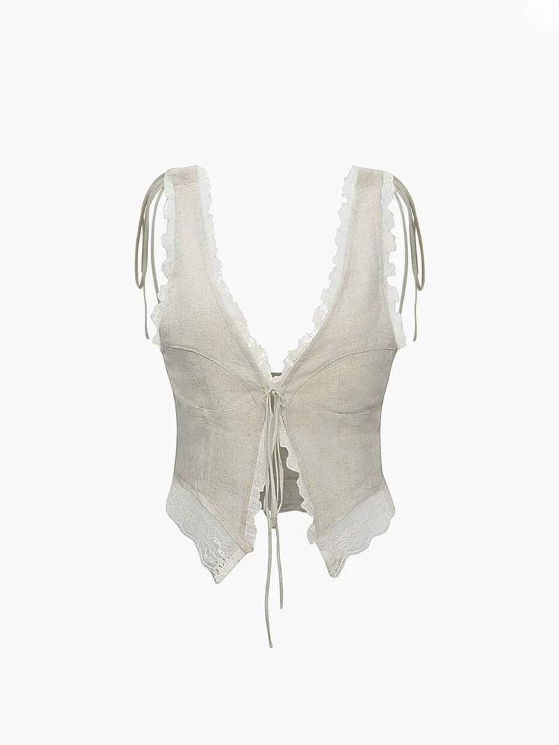 Zartes Top mit Spitze und Bindedetail