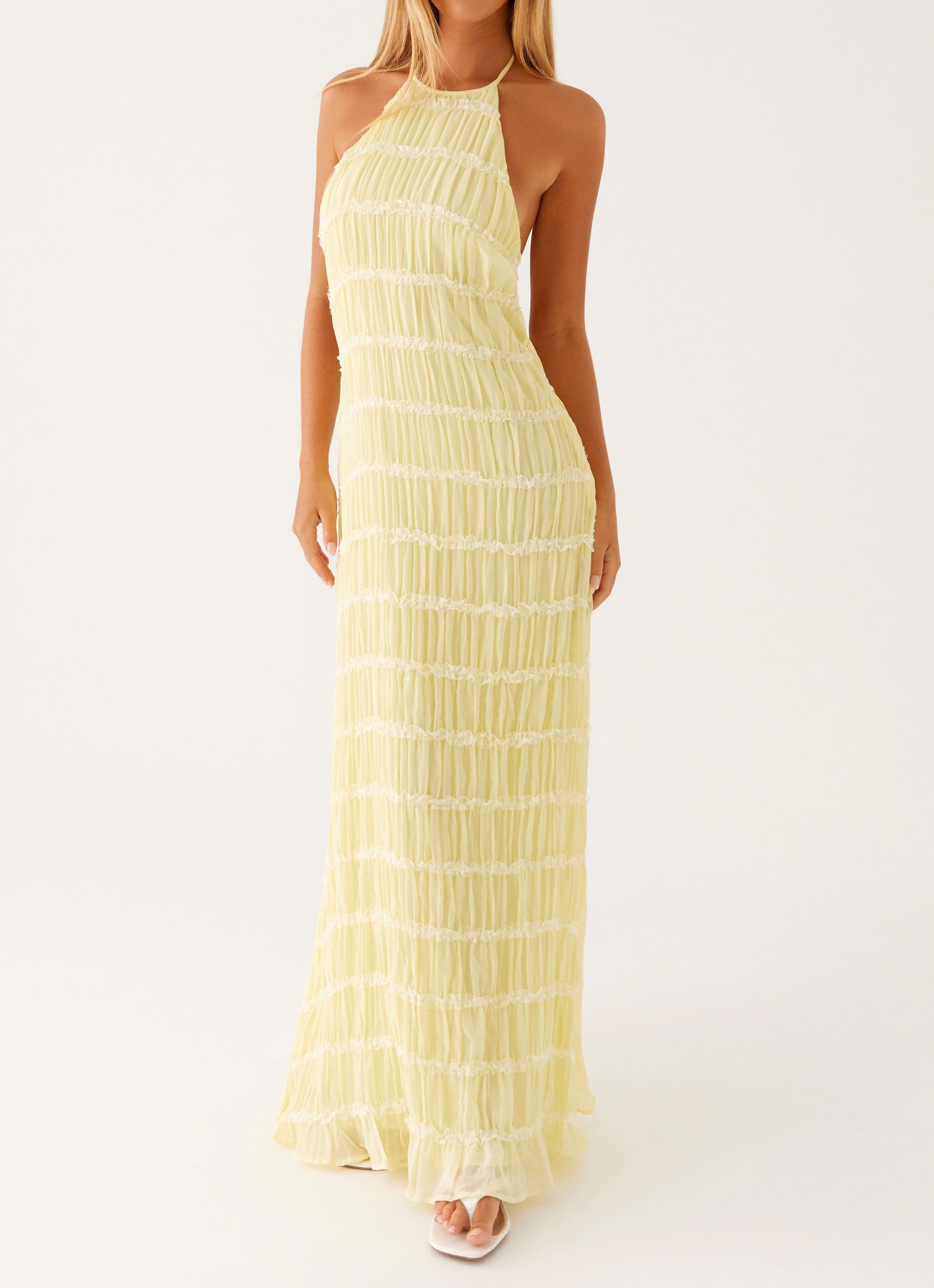 Damen Maxi-Kleid mit Halter-Ausschnitt und Texturstoff, elegant-83499-0aeadde0-8e31-4224-9ff1-ede38178f57e