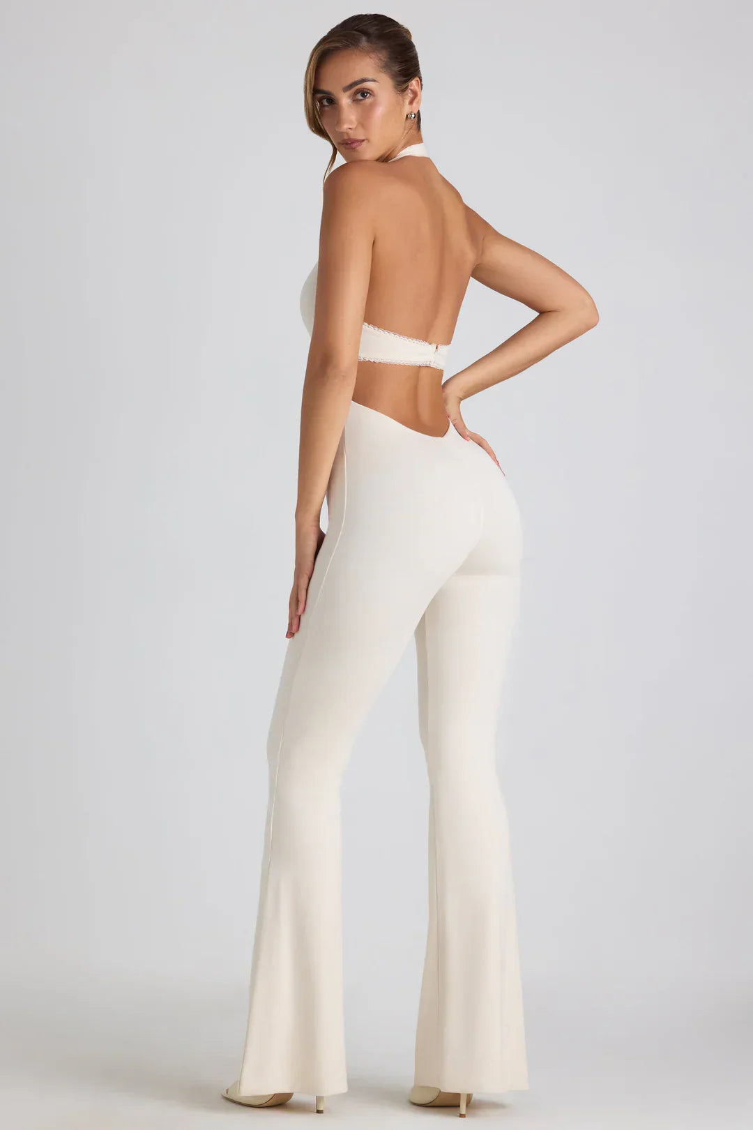 Damen Jumpsuit – Gerippt Halter-Ausschnitt Ausgestelltes Bein, Figurbetont-83502-0bd84baf-721b-4015-b3c5-f9084845fe4d