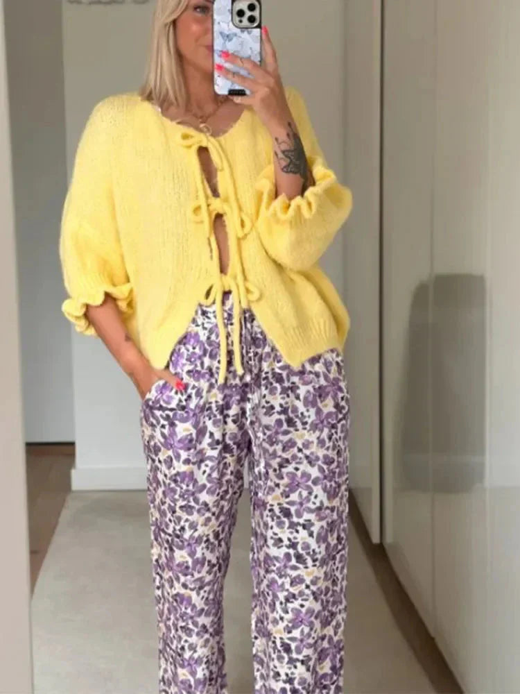 Zeitloser Strick-Cardigan 'Ashlyn' in Zartgelb