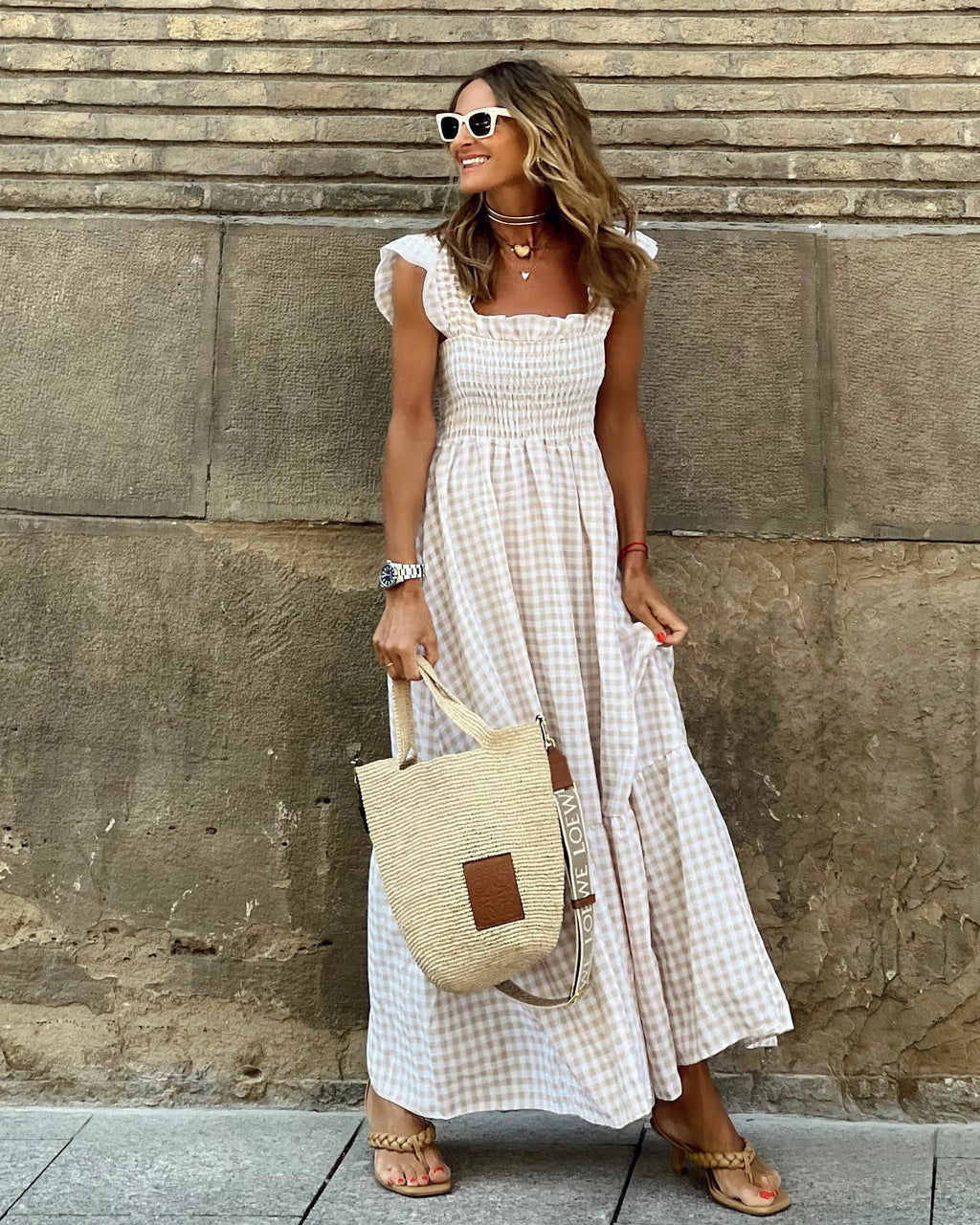 Christine | Elegant Sleeve Smocked Maxi Dress - Image 1
