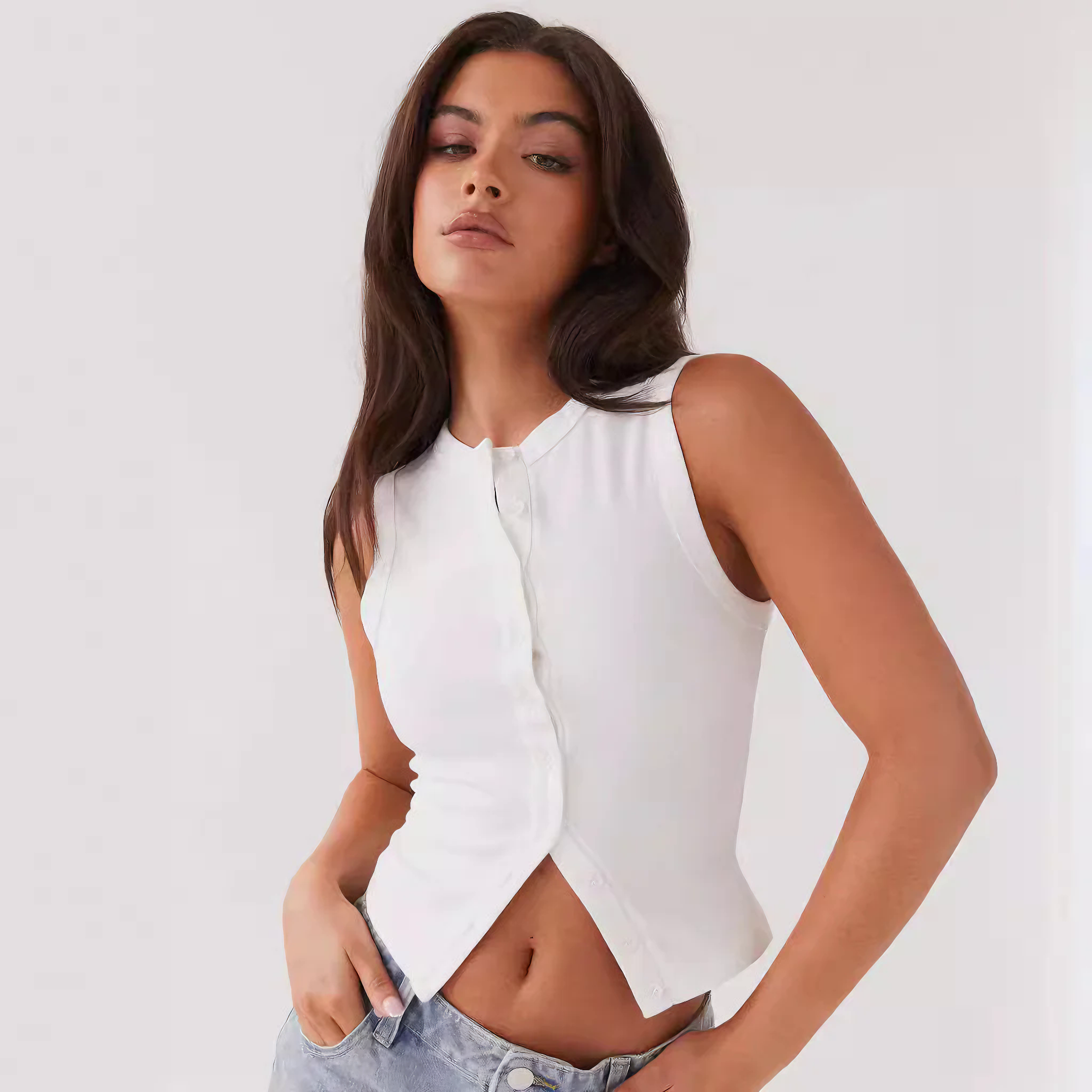 Damen Ärmelloses Rippstrickkleid mit Knopfleiste – Vielseitig-83523-1252bbd2-2925-4031-b905-82718977b605