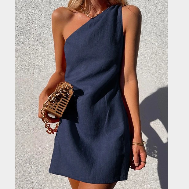 Kleidhaus Damen One-Shoulder Mini-Kleid – Leinen-83276-13148975-df49-4383-9b53-32e150487583