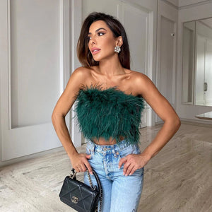 Federbesetztes Bandeau-Top