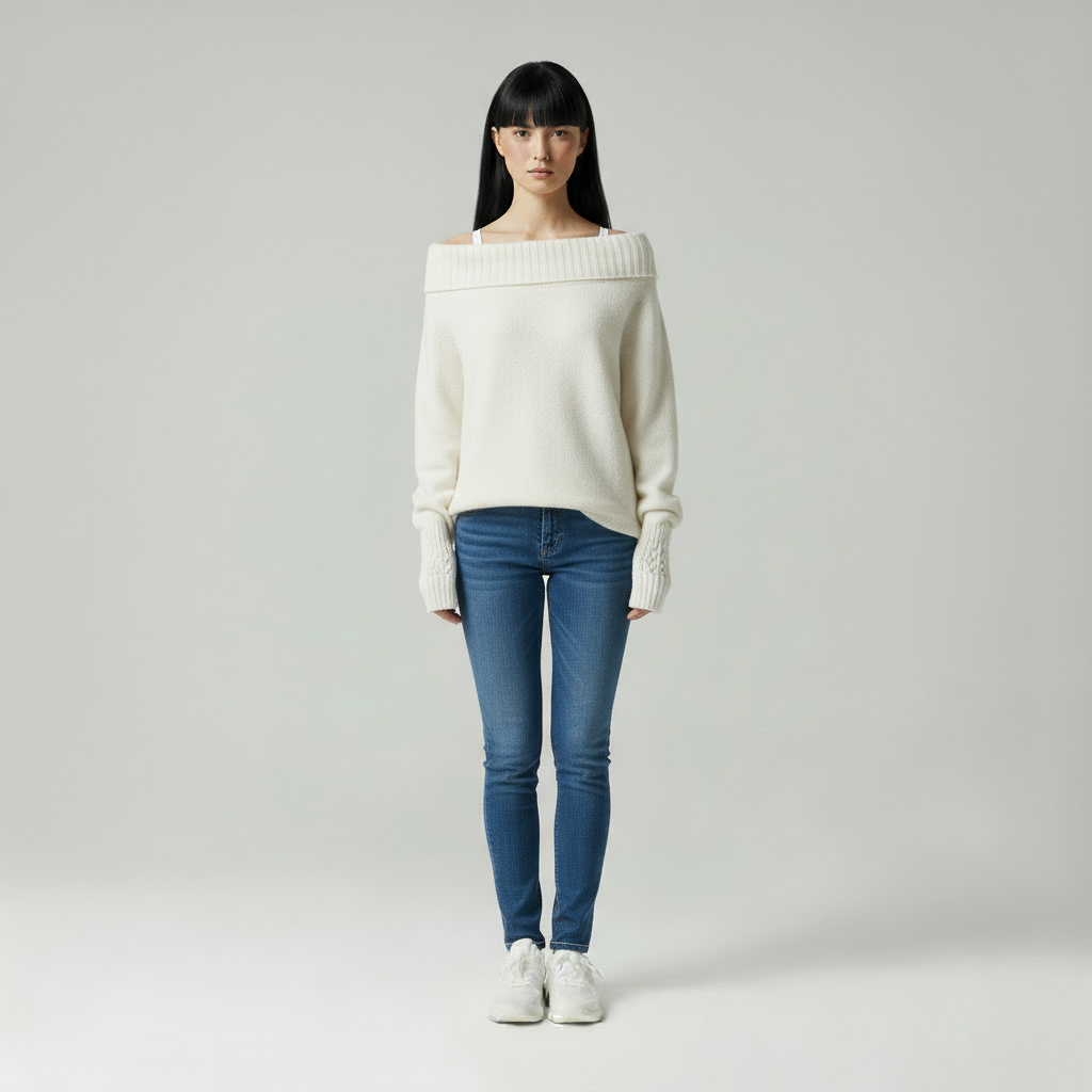 Luna Eleganter Off-Shoulder Strickpullover