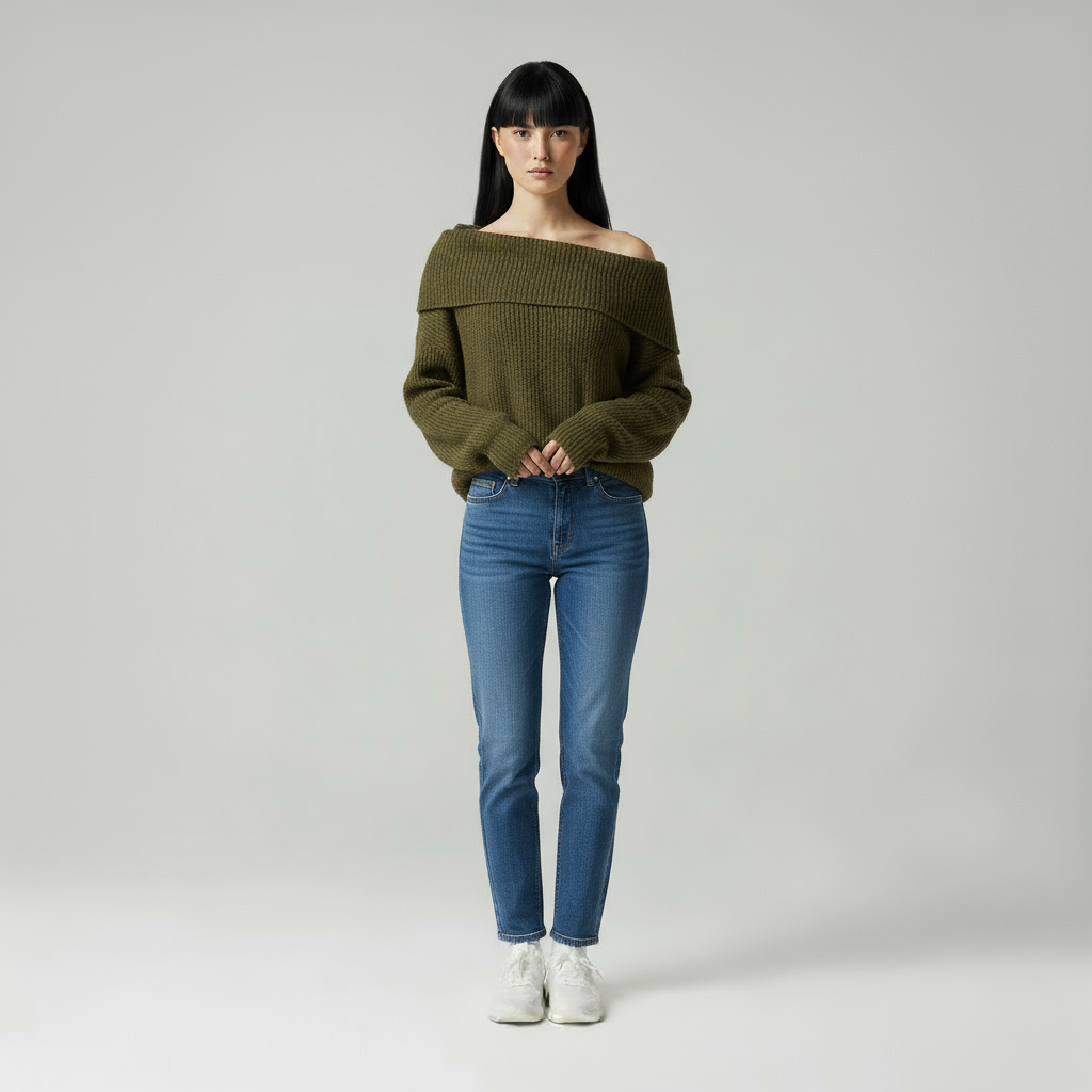 Luna Eleganter Off-Shoulder Strickpullover