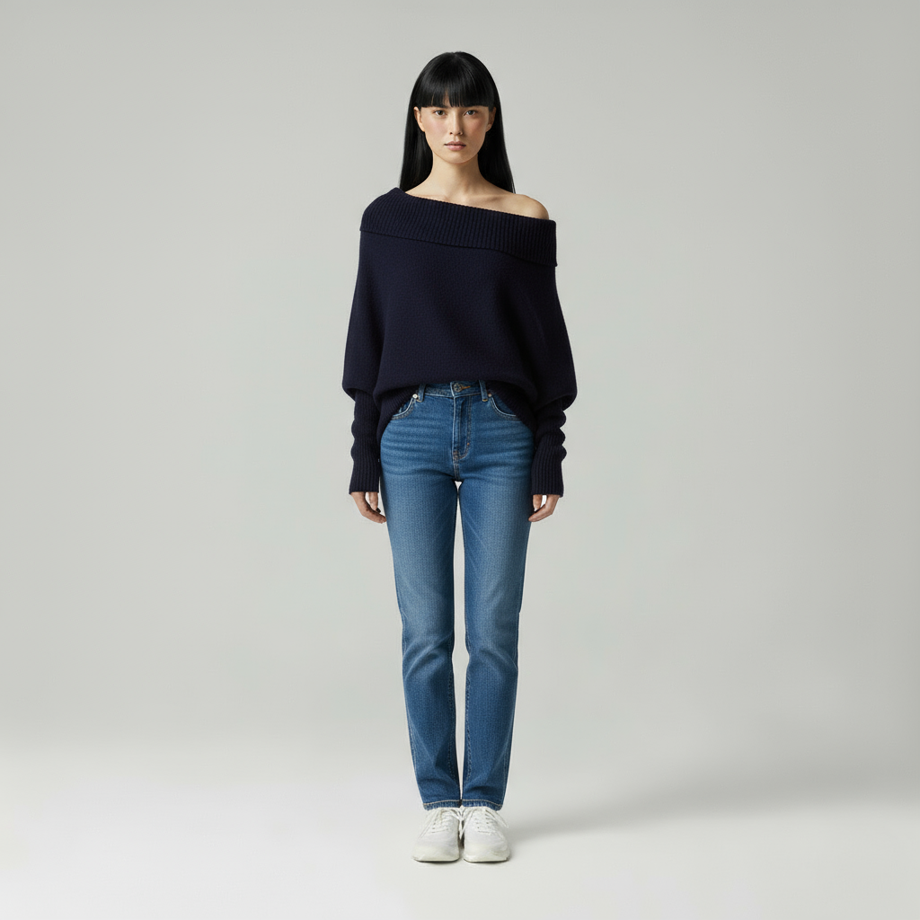 Luna Eleganter Off-Shoulder Strickpullover