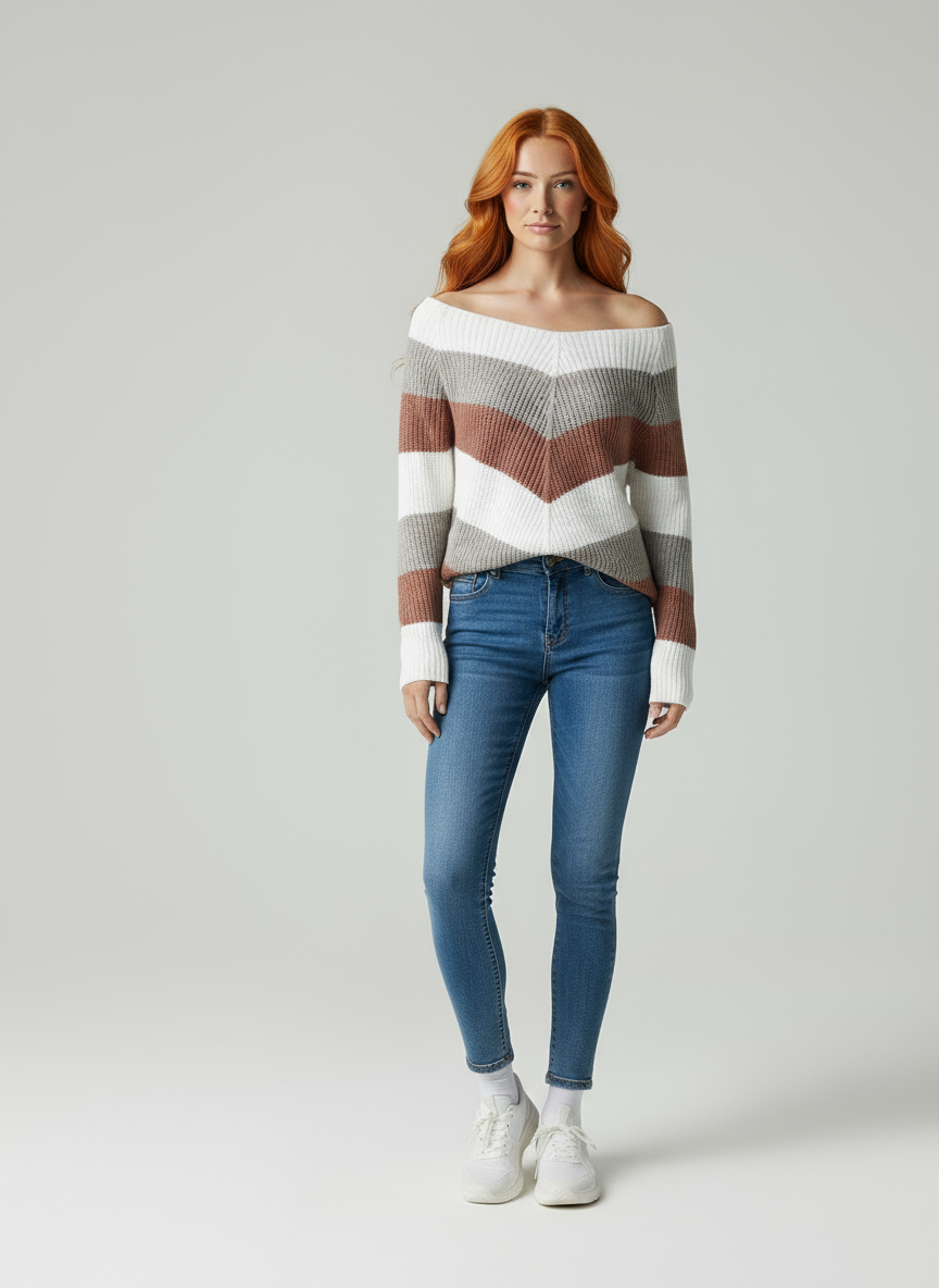 Leona | Zeitloser Streifenpullover aus Strick