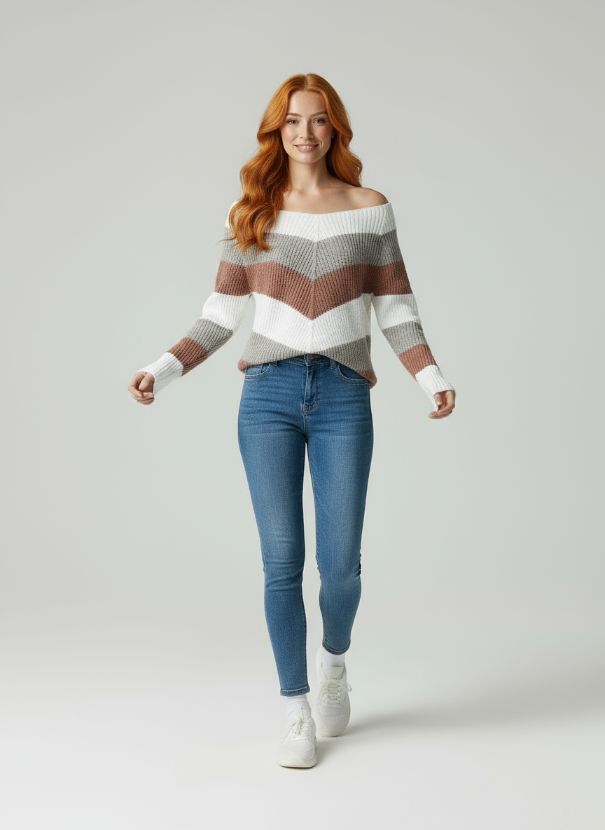 Leona | Zeitloser Streifenpullover aus Strick