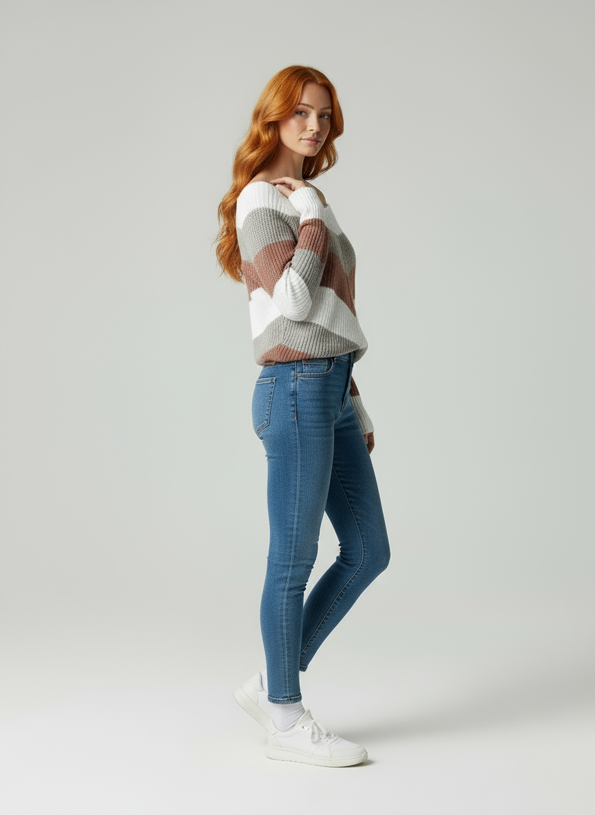 Leona | Zeitloser Streifenpullover aus Strick