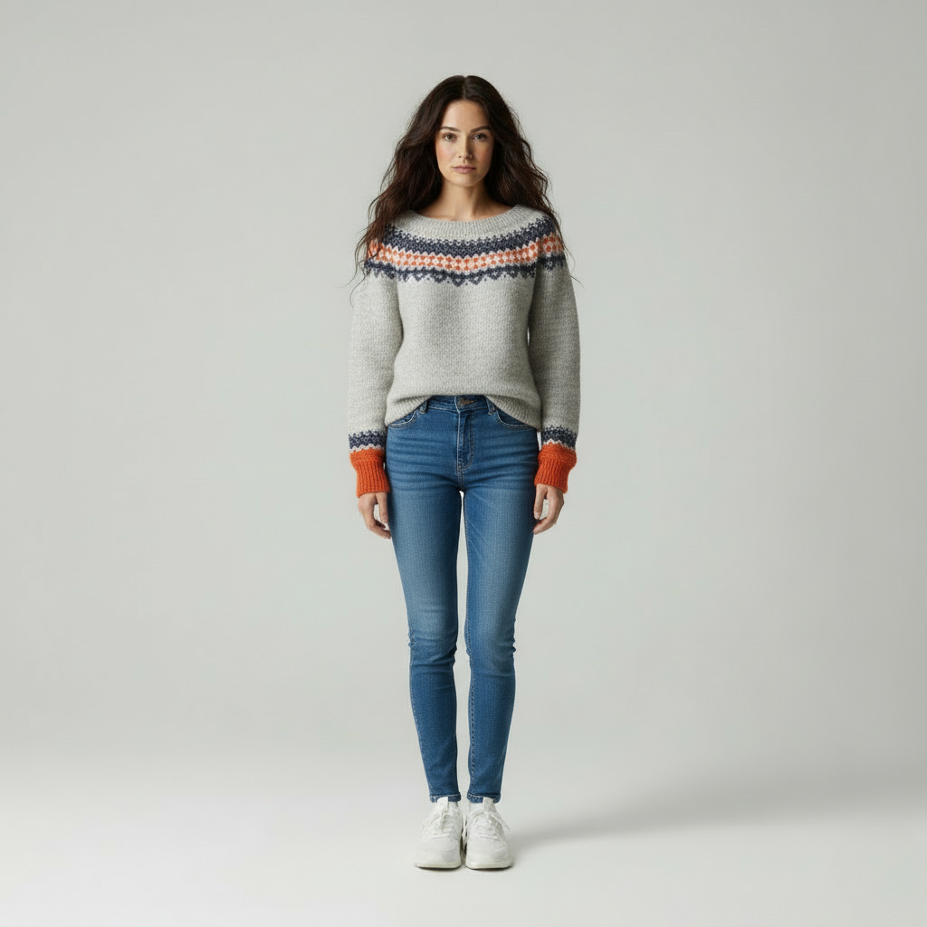 Zeitlose Strickpullover 'Faiza' mit Muster