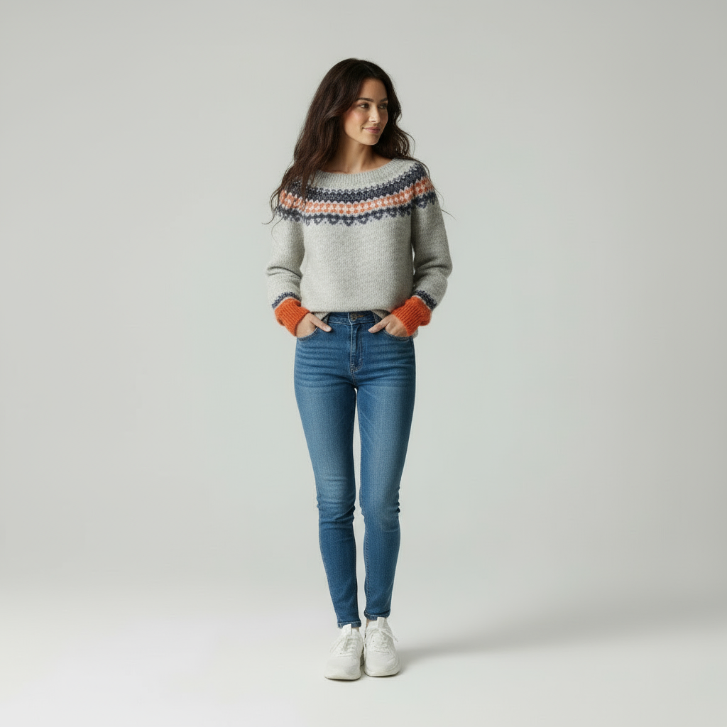 Zeitlose Strickpullover 'Faiza' mit Muster