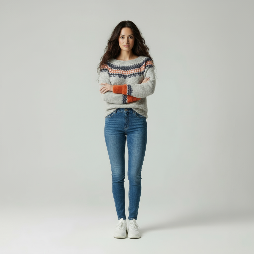 Zeitlose Strickpullover 'Faiza' mit Muster