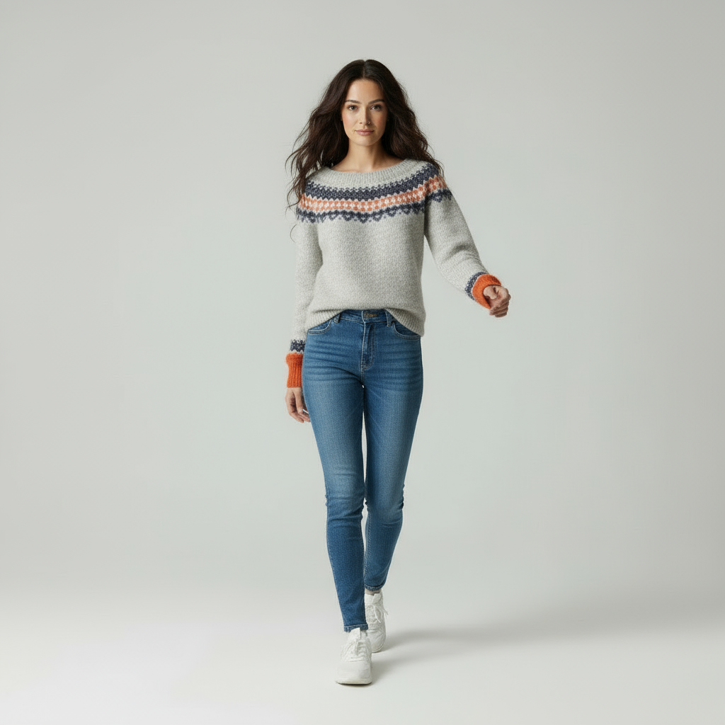 Zeitlose Strickpullover 'Faiza' mit Muster