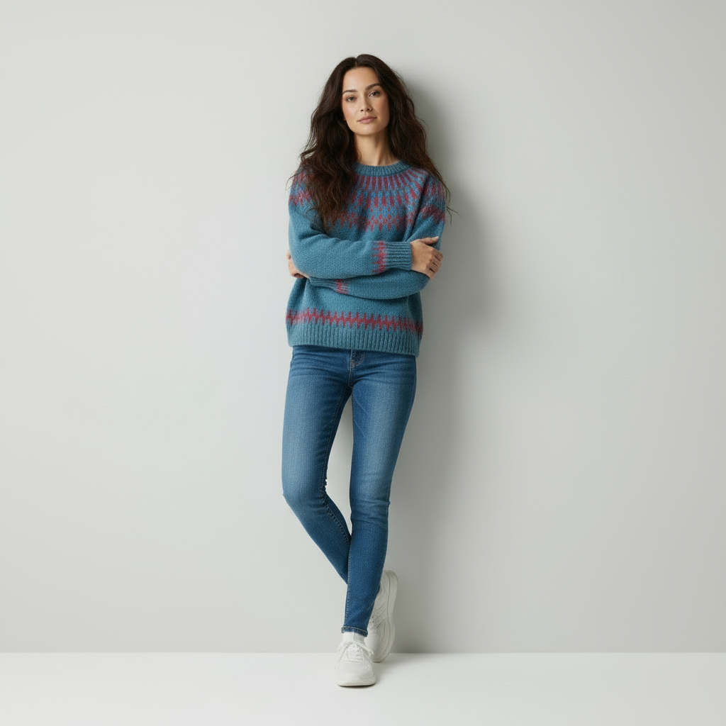 Zeitlose Strickpullover 'Faiza' mit Muster
