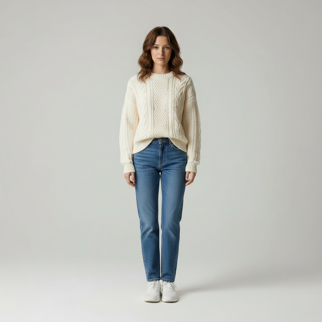 Zeitloser Zopfstrickpullover Aviána in Hochwertiger Wolle