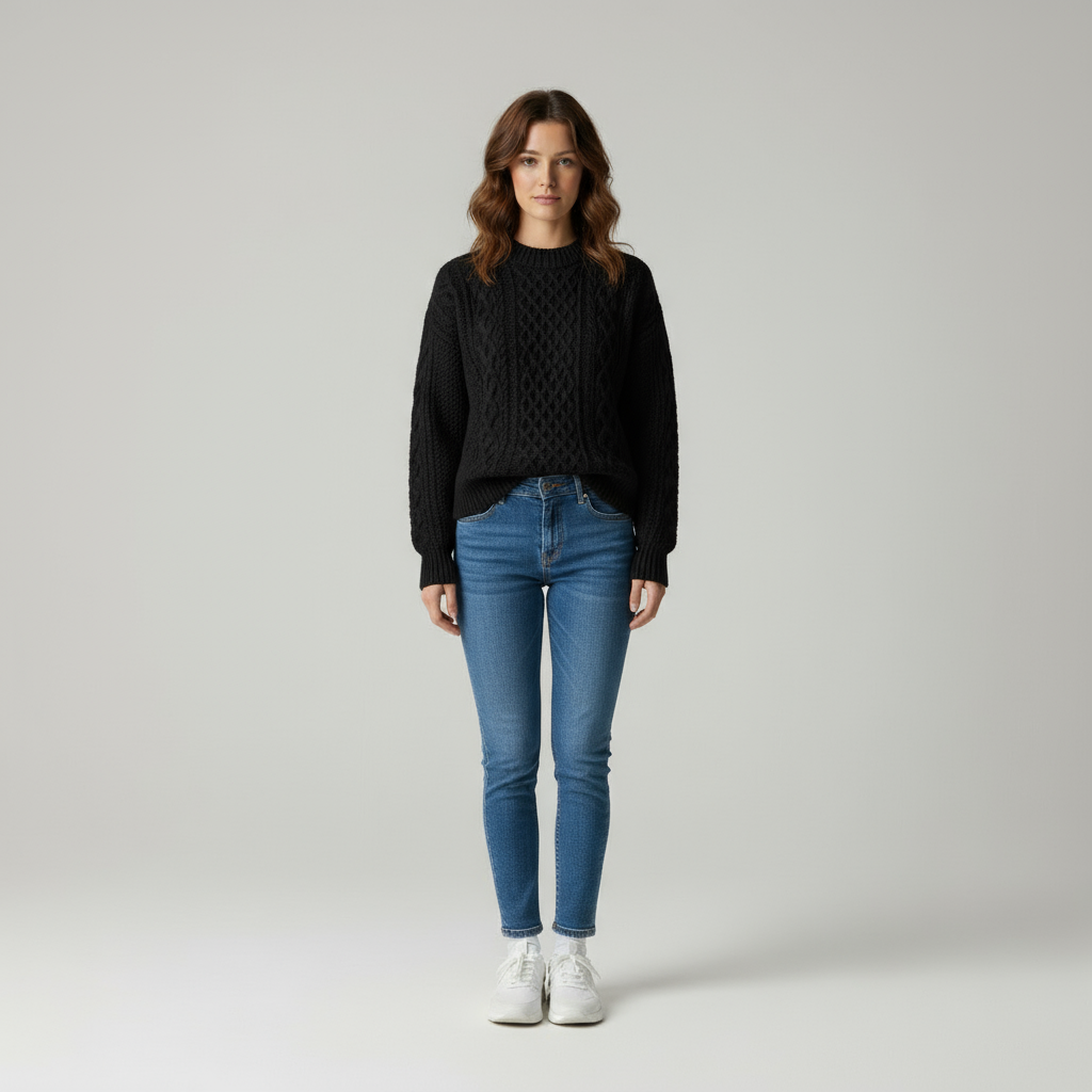 Zeitloser Zopfstrickpullover Aviána in Hochwertiger Wolle