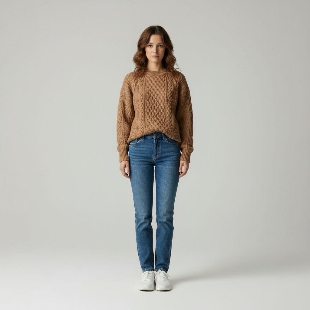 Zeitloser Zopfstrickpullover Aviána in Hochwertiger Wolle