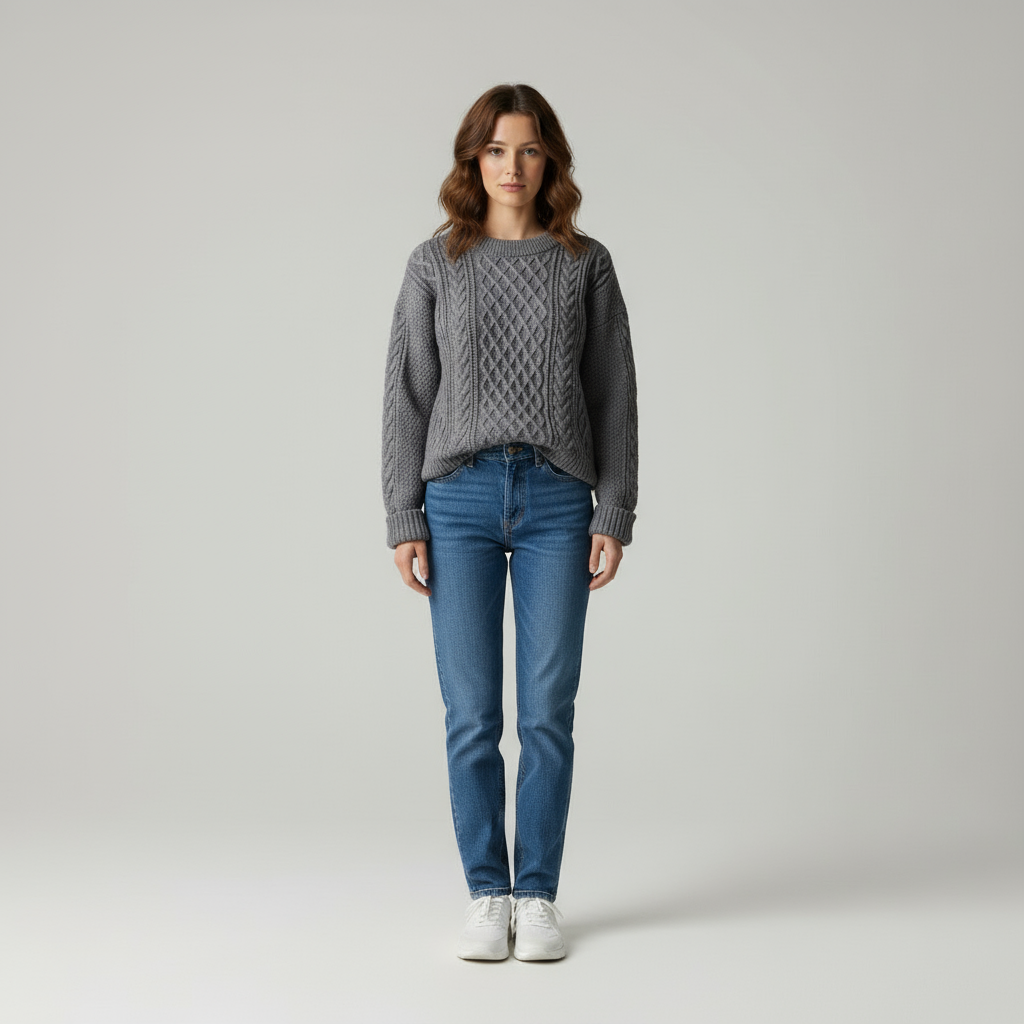 Zeitloser Zopfstrickpullover Aviána in Hochwertiger Wolle