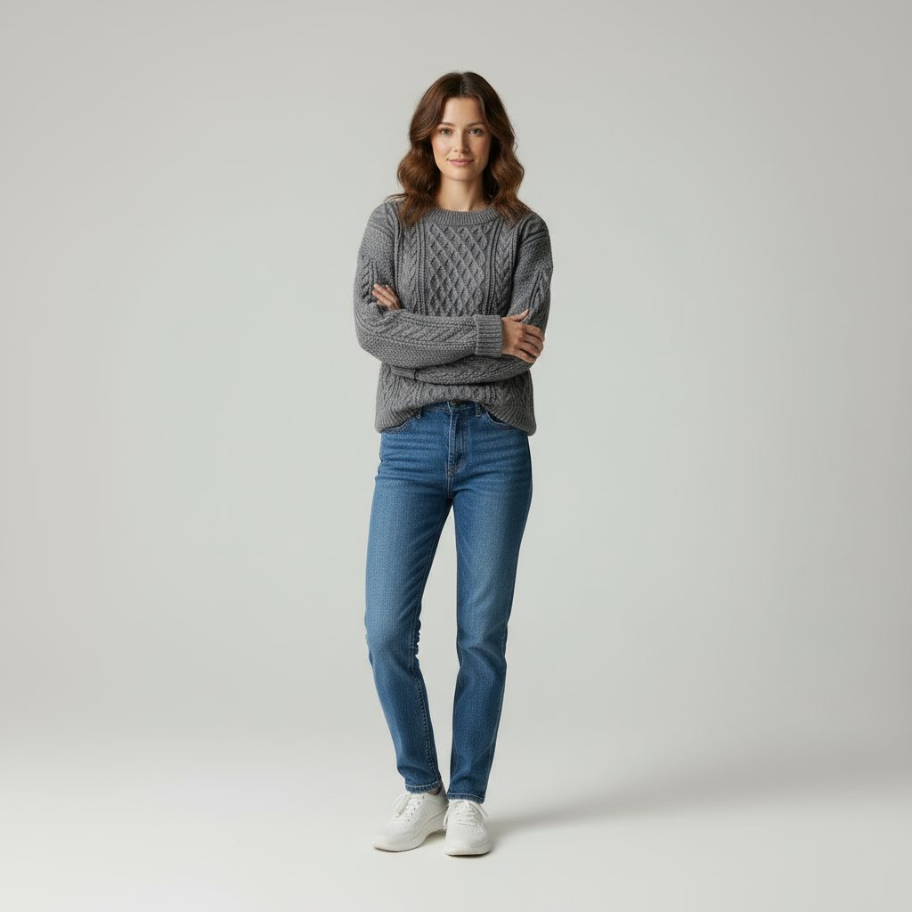 Zeitloser Zopfstrickpullover Aviána in Hochwertiger Wolle