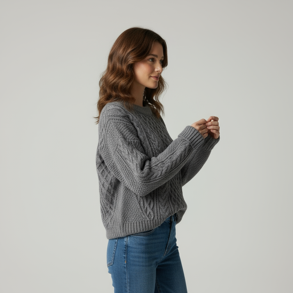 Zeitloser Zopfstrickpullover Aviána in Hochwertiger Wolle