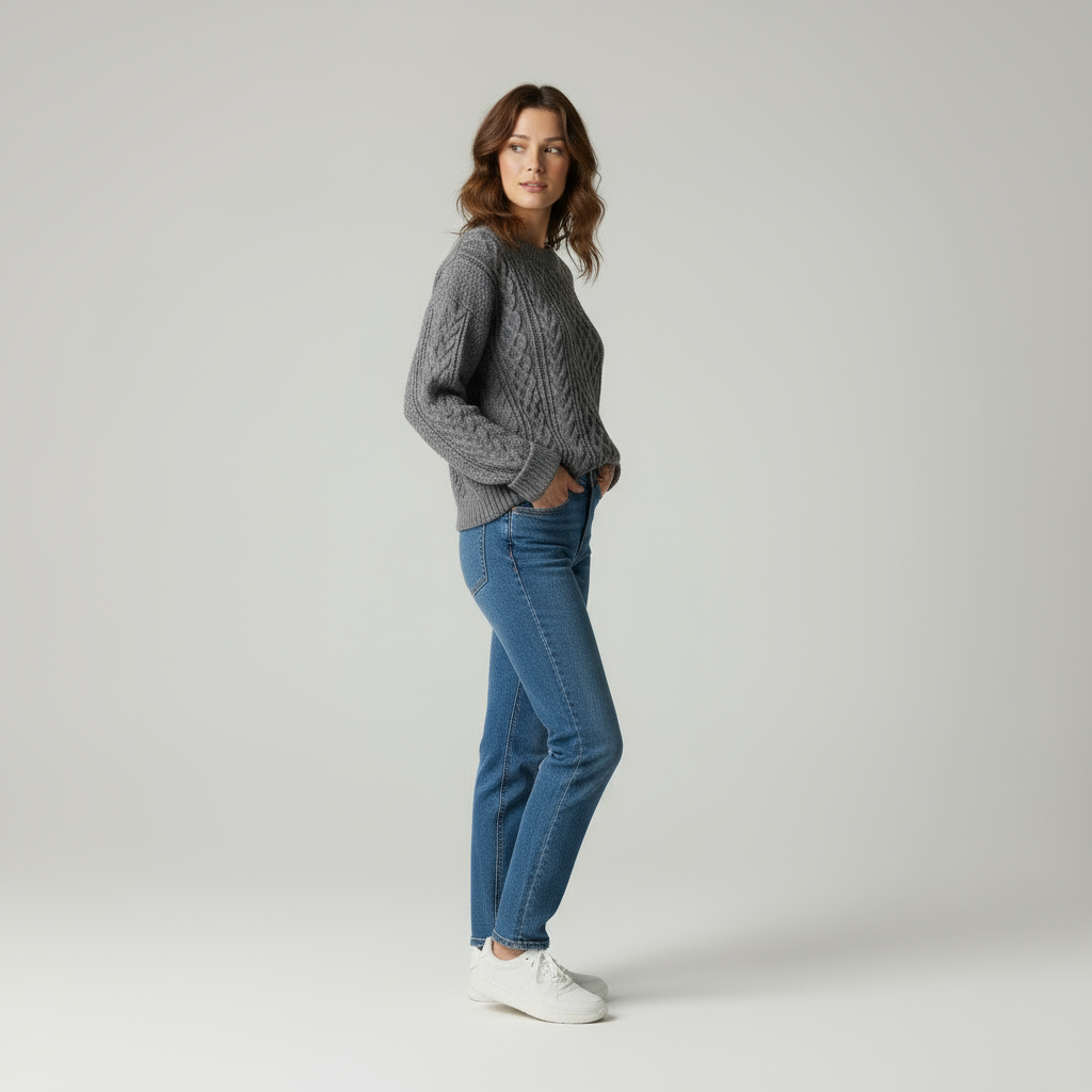 Zeitloser Zopfstrickpullover Aviána in Hochwertiger Wolle