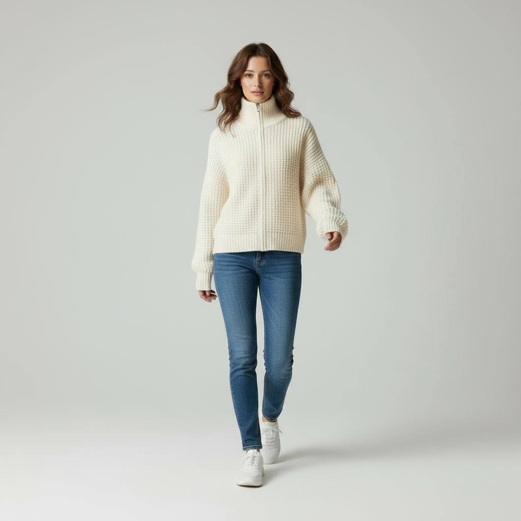 Zeitloser Strickpullover mit Stehkragen