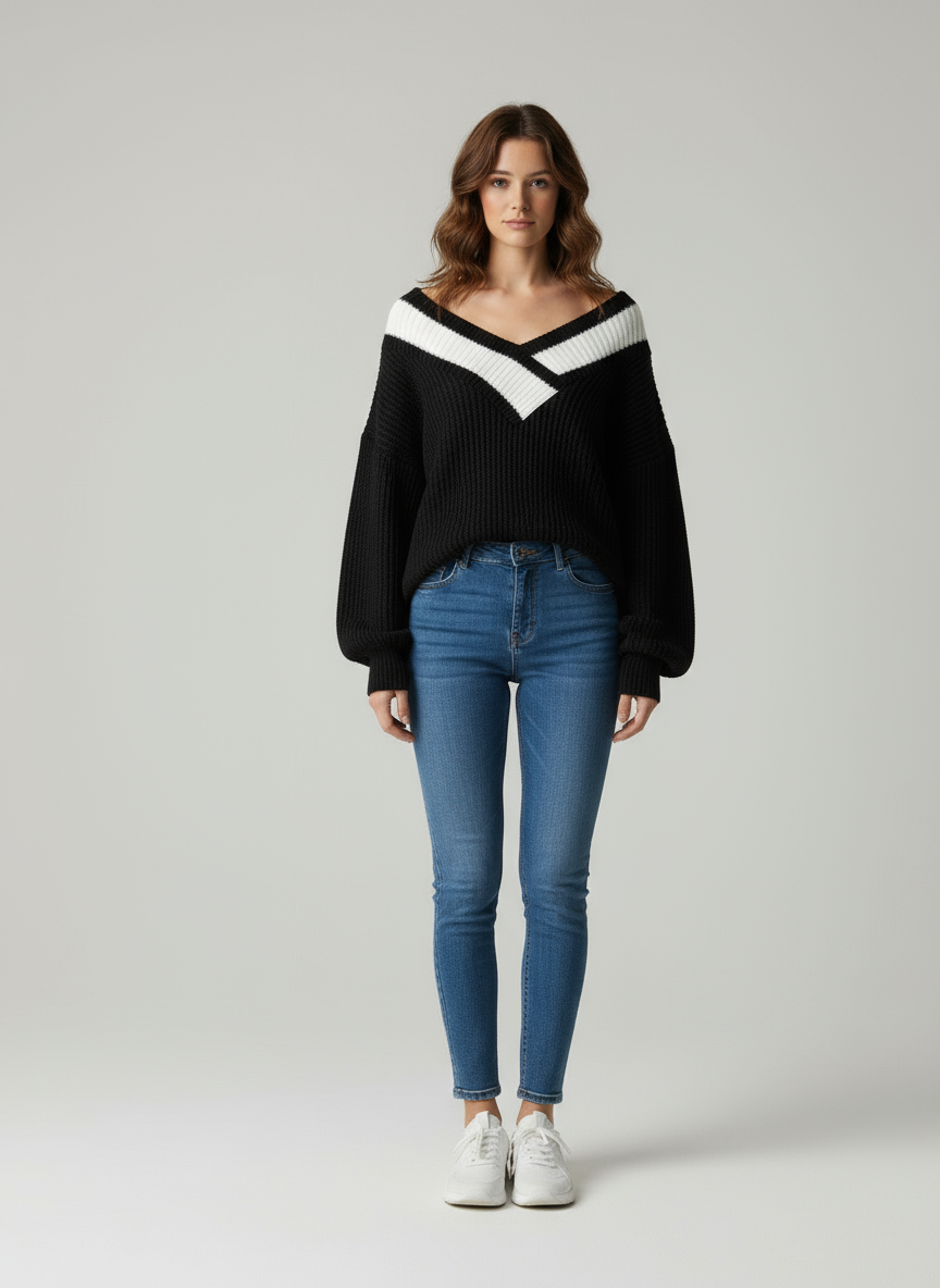 Raquel Elegantes Strickpullover mit Carmen-Ausschnitt