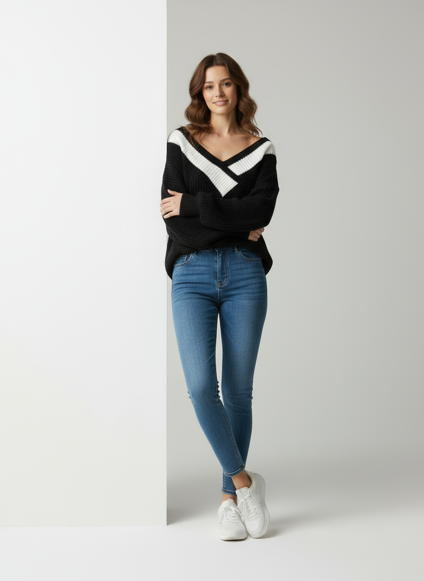 Raquel Elegantes Strickpullover mit Carmen-Ausschnitt