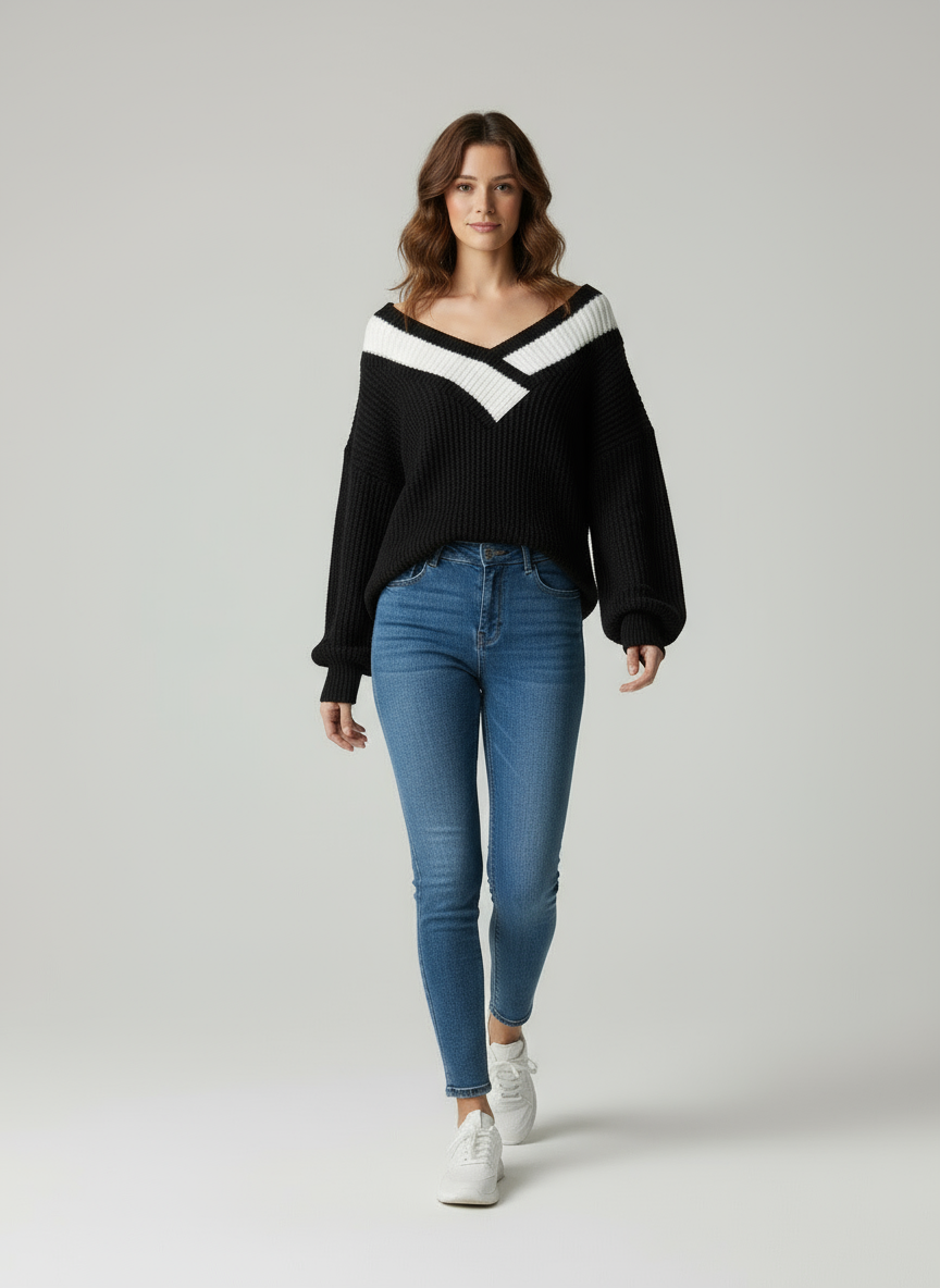 Raquel Elegantes Strickpullover mit Carmen-Ausschnitt