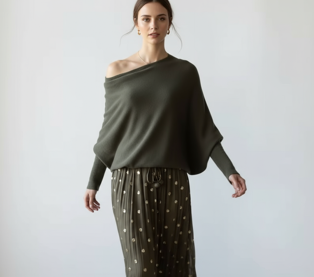 Luna Eleganter Off-Shoulder Strickpullover