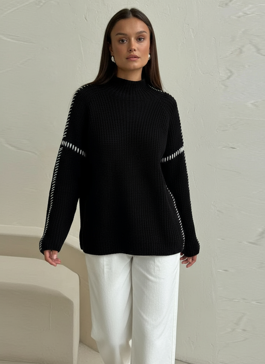 Victoria Zeitloser Kontrast-Strickpullover