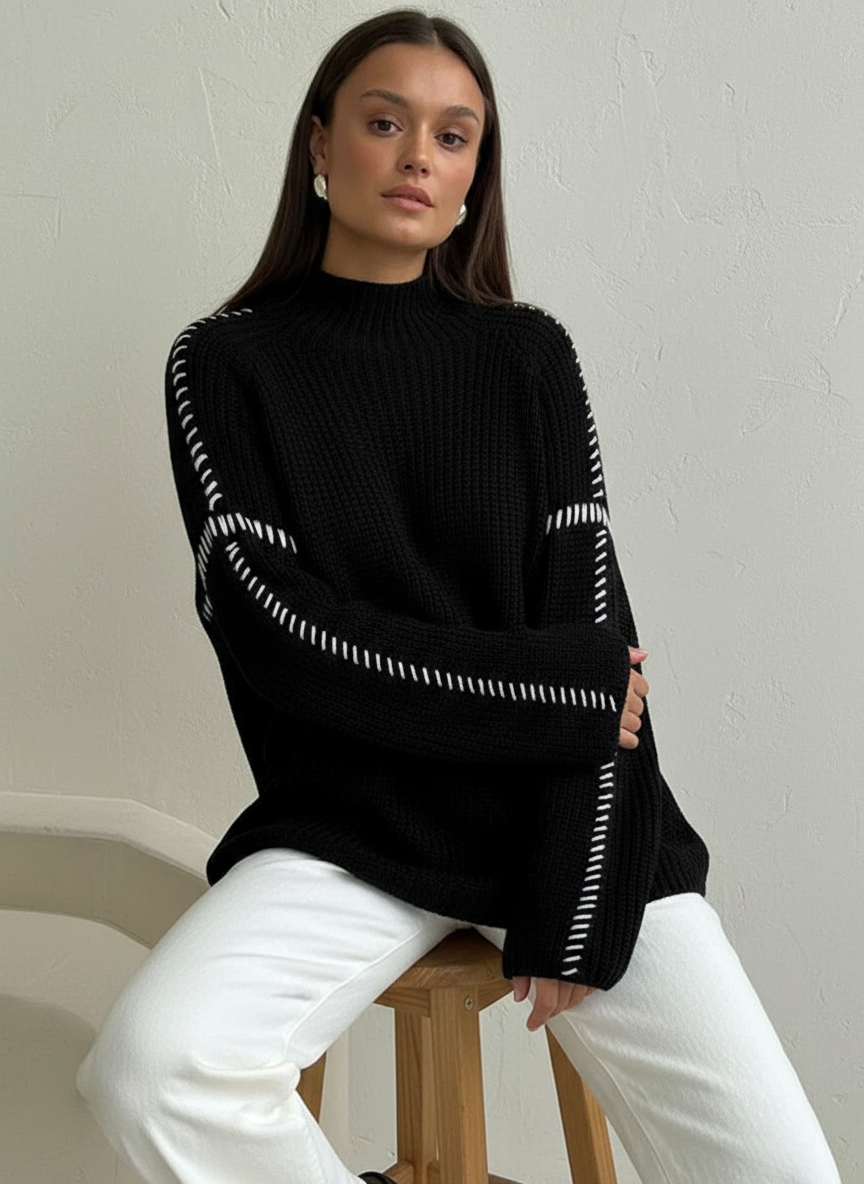 Victoria Zeitloser Kontrast-Strickpullover