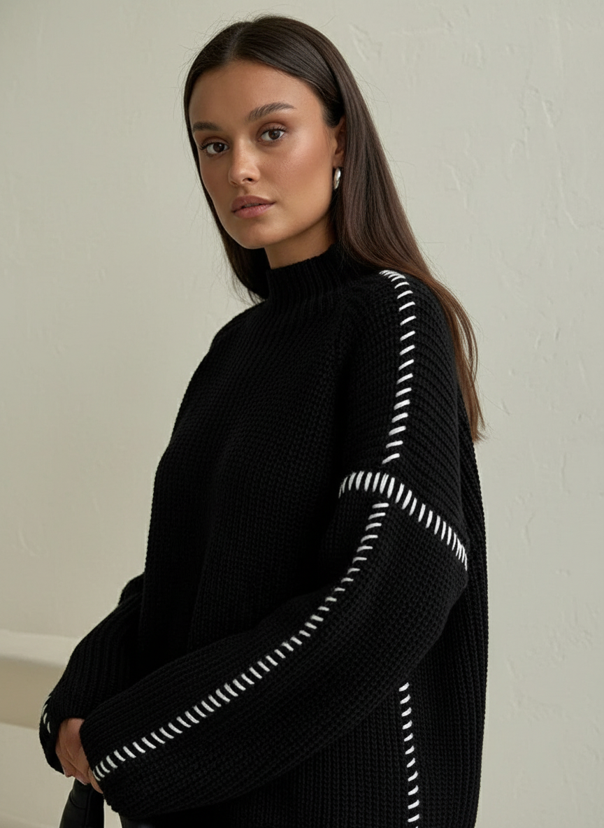 Victoria Zeitloser Kontrast-Strickpullover