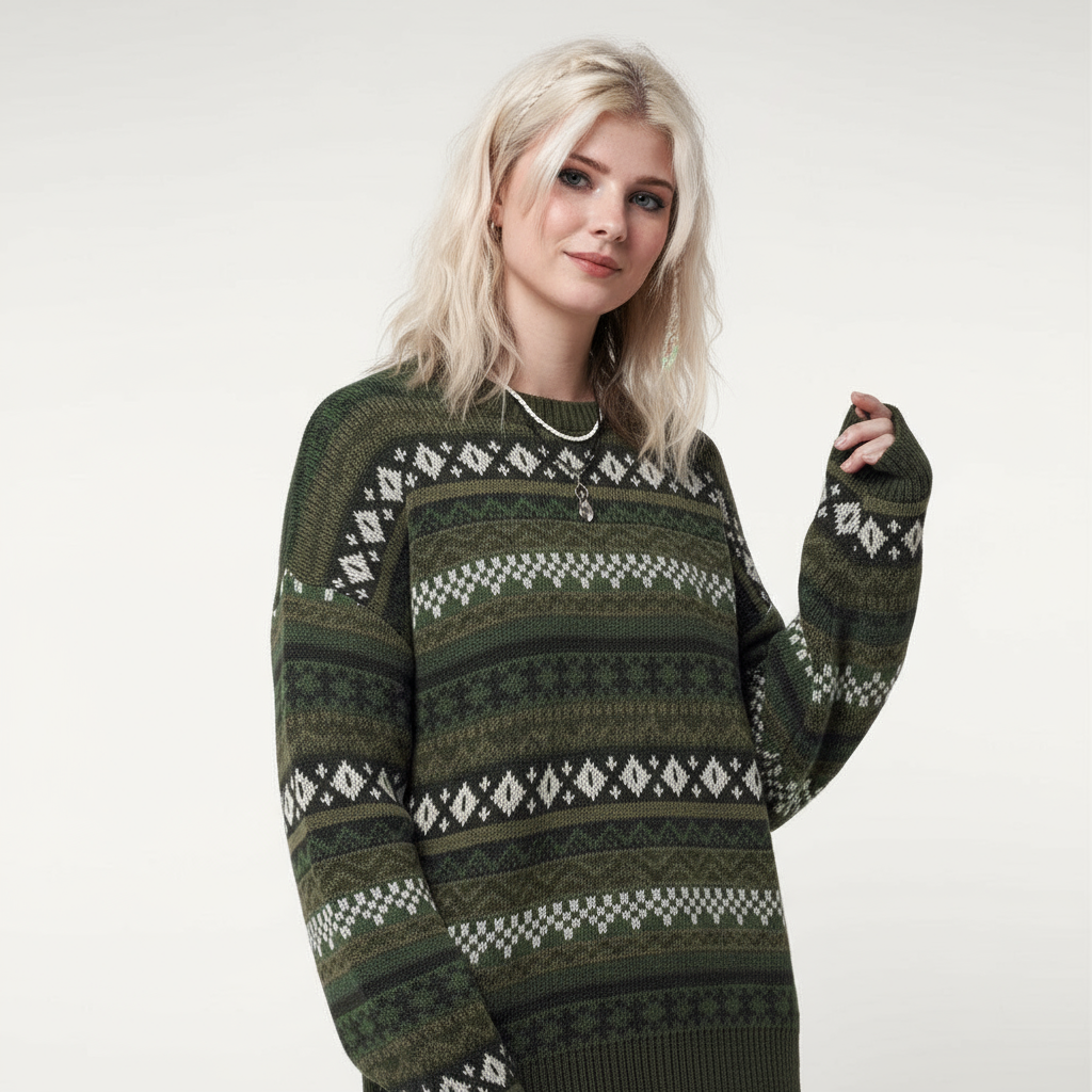 Jacquard Pullover Abrielle in Grün