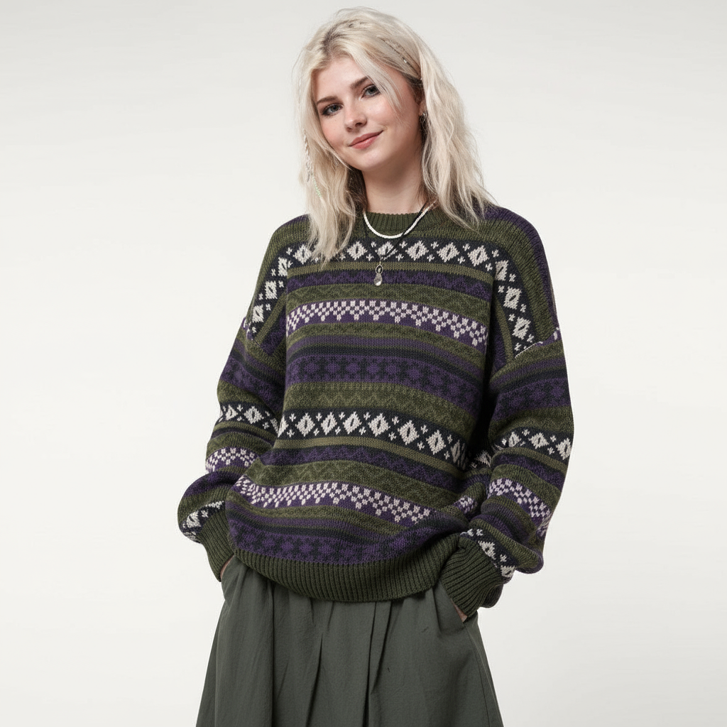 Jacquard Pullover Abrielle in Grün