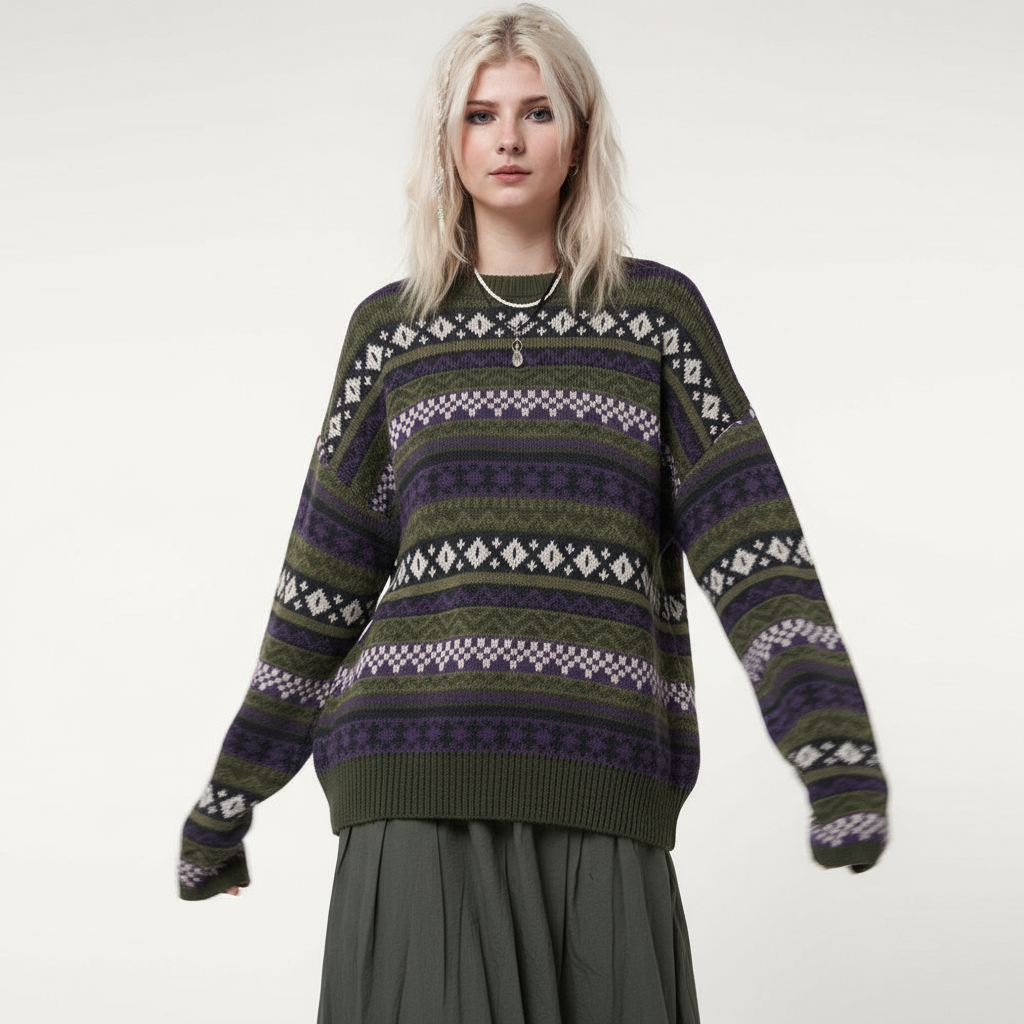 Jacquard Pullover Abrielle in Grün