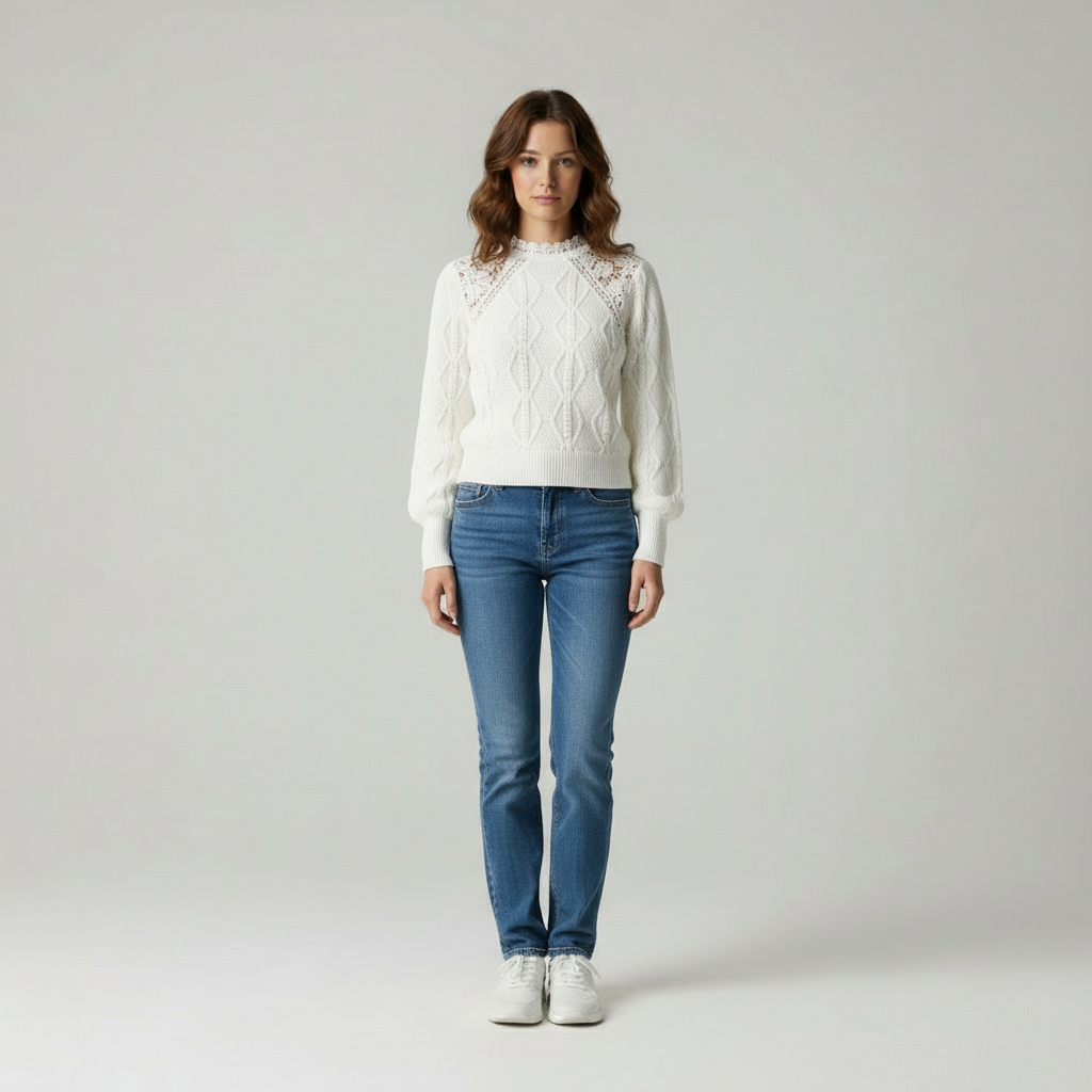 Clarisse Elegantes Spitzen-Strickpullover