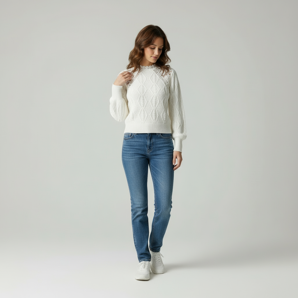 Clarisse Elegantes Spitzen-Strickpullover